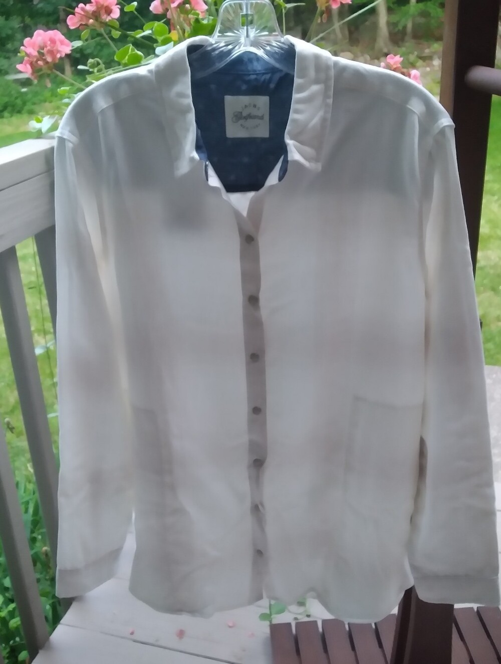Girlfriend Large Shirt With Side Pockets in Off-White/Cream Large